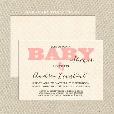 vintage girl baby shower invitation