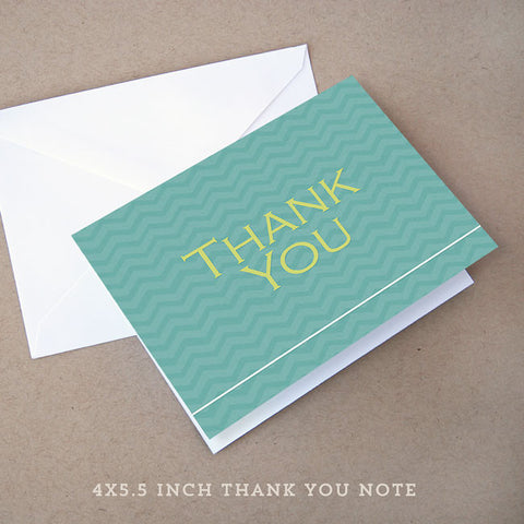 blue chevron baby shower thank you note