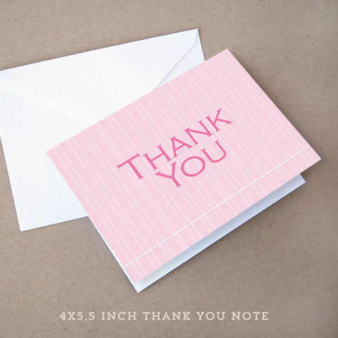stripes girl baby shower thank you note