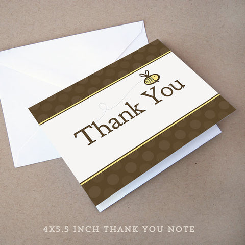 bee baby shower thank you note