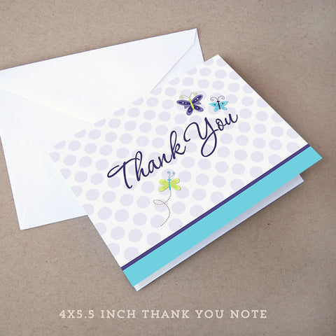 lavender butterfly baby shower thank you note