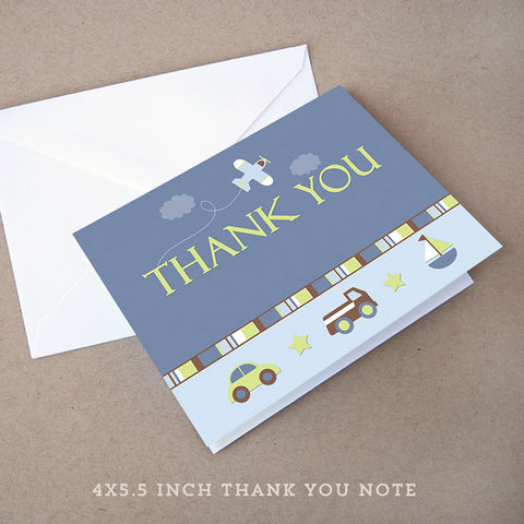 car truck baby shower thank you note