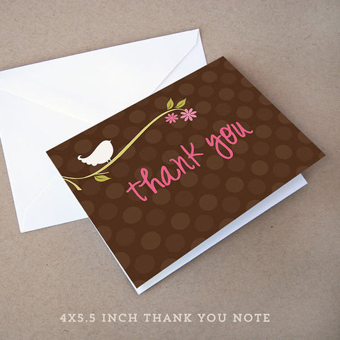 birdie girl baby shower thank you note