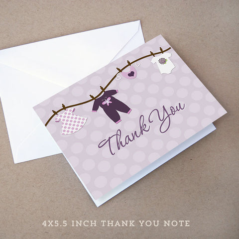 onesie girl baby shower thank you note