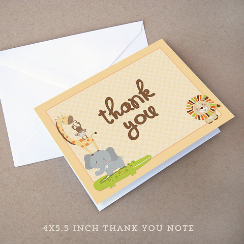 safari neutral baby shower thank you note