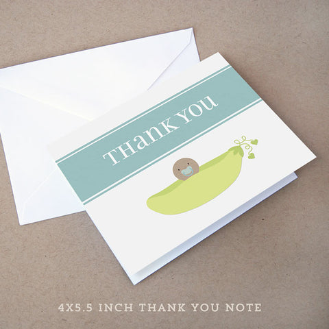 sweet pea boy baby shower thank you note