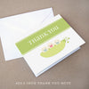 sweet pea neutral baby shower thank you note