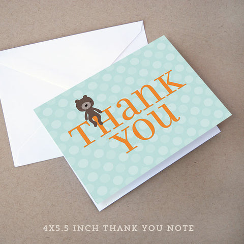 teddy bear boy baby shower thank you note