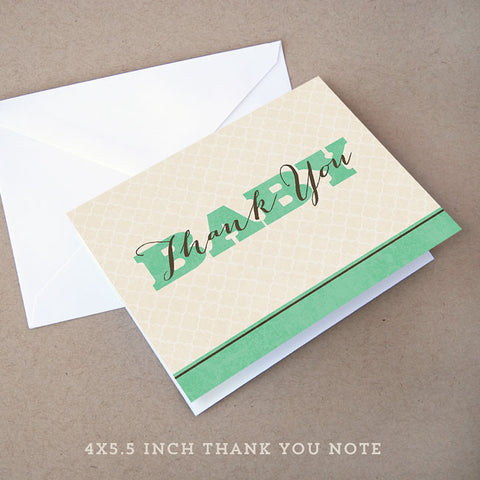 vintage baby shower thank you note neutral