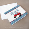 red wagon baby shower thank you note