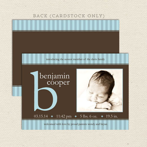 benjamin boy birth announcement