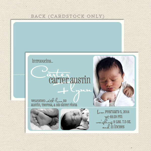 carter boys birth announcement