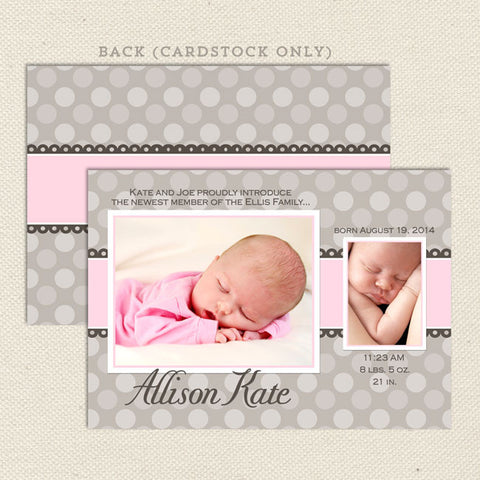 allison girl birth announcement