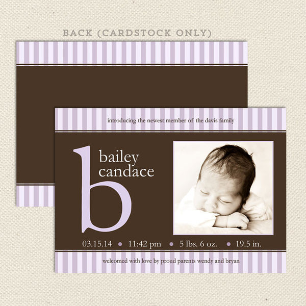 bailey girl birth announcement