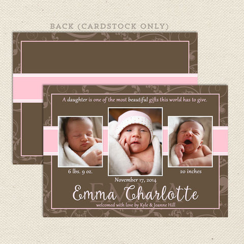 emma baby girl birth announcement