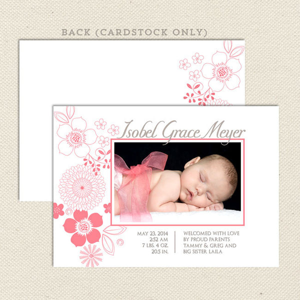 isobel baby girl birth announcement