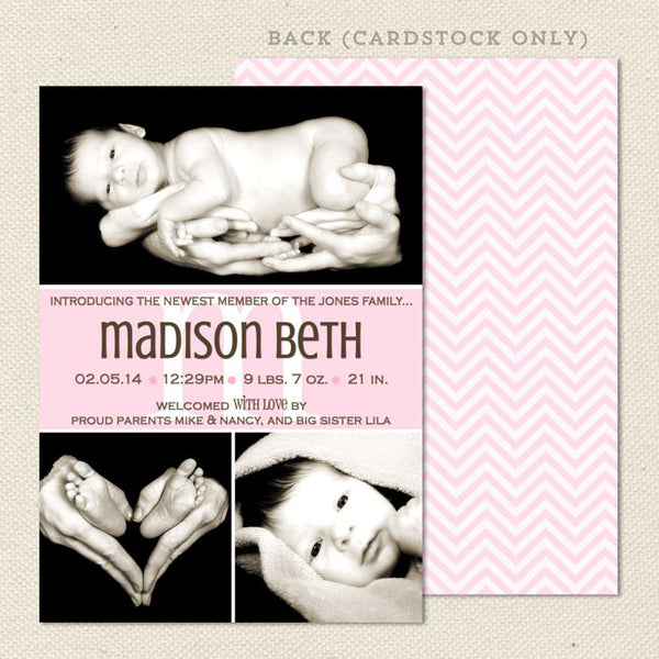 Madison Girl Photo Birth Announcement