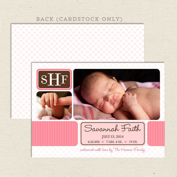 Savannah Girl Birth Announcement