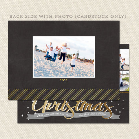 black gold collage christmas card printable back2