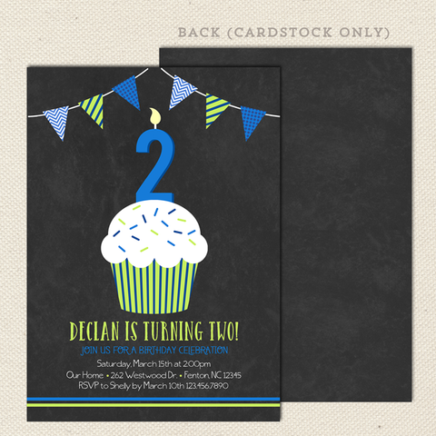 chalkboard cupcake boy printable birthday invitations