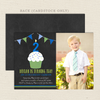 chalkboard cupcake boy printable birthday invitations with picture