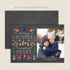 scandinavian colorful folk christmas card gray