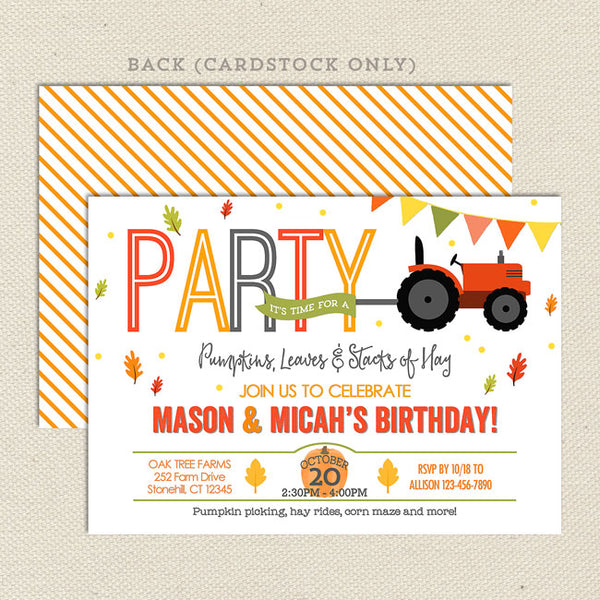 Fall Farm Joint Birthday Invitations