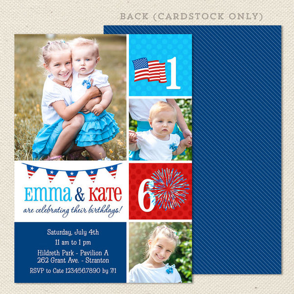 fourth of july joint birthday party invitations