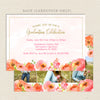 pink poppies floral graduation announcement back