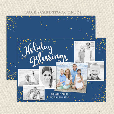 holiday blessings christmas card blue