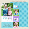 fun joint birthday invitation turquoise purple