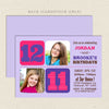 chevron joint birthday party invitations girl