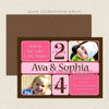 dual birthday party invitations girl pink