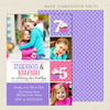 fun joint birthday party invitations pink purple girl