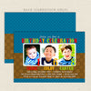 Three 3 child joint birthday party invitations blue