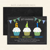 triple cupcake 3 boy invitation