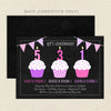 triple cupcake 3 girl invitation