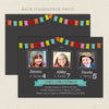 bunting triplet joint birthday party invitations three child