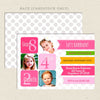 triplet ribbon joint birthday party invitations girl pink
