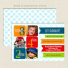 triplet ribbon joint birthday party invitations boy primary