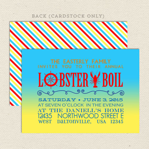 lobster boil bake party invitation