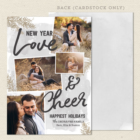 love  & cheer printable holiday christmas card black gold