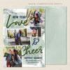 love & cheer printable holiday christmas card green blue
