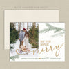 merry days printable christmas card white green branch