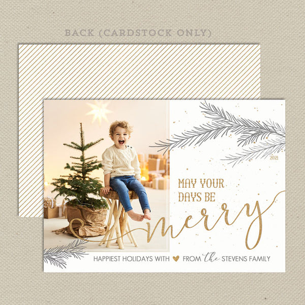 merry days printable christmas card white