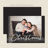 plaid ribbon christmas photo card black gold