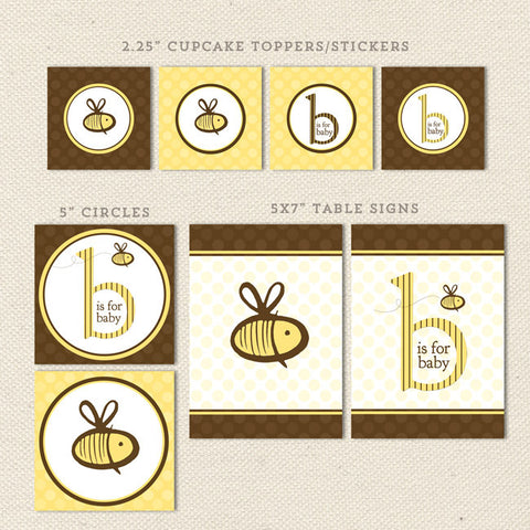 bee gender neutral printable baby shower decorations detail 1