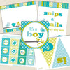 bird boy printable baby shower decorations aqua green