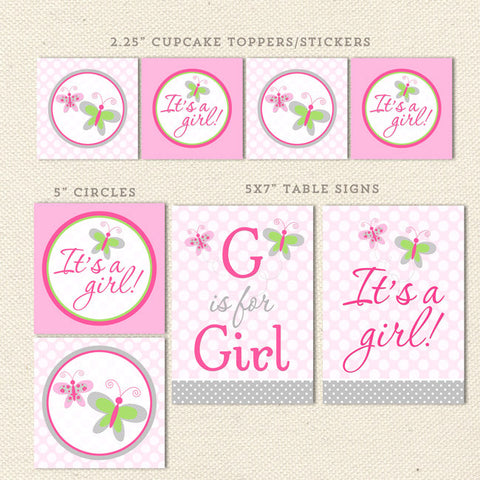pink butterfly printable baby shower decorations detail 1