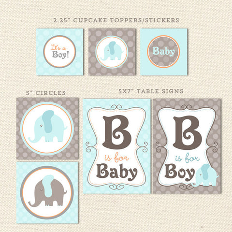 elephant boy printable baby shower decorations detail 1